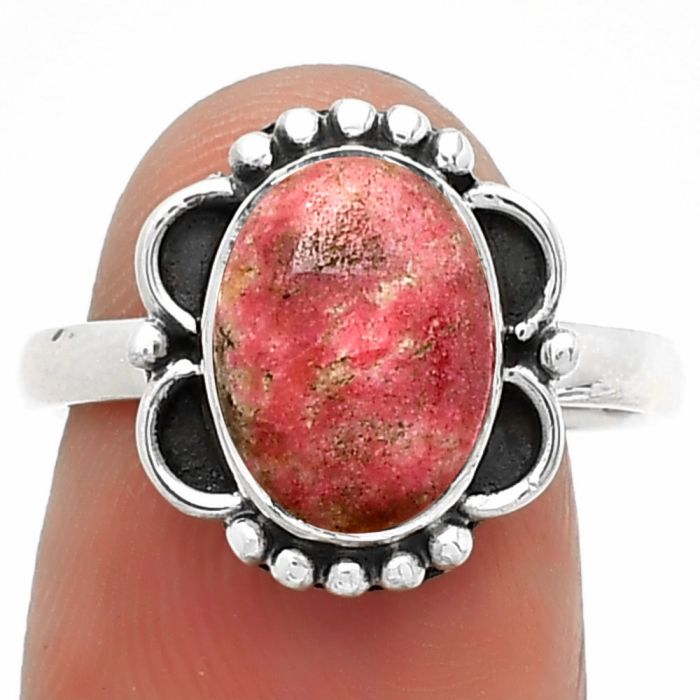 Natural Pink Thulite - Norway Ring size-7.5 SDR183001 R-1103, 8x11 mm