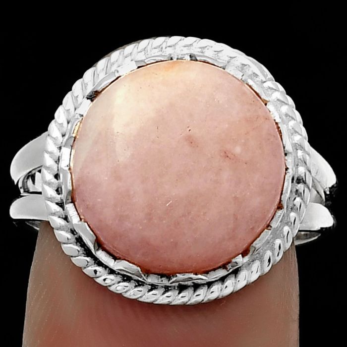 Natural Pink Scolecite Ring size-8 SDR183426 R-1474, 14x14 mm