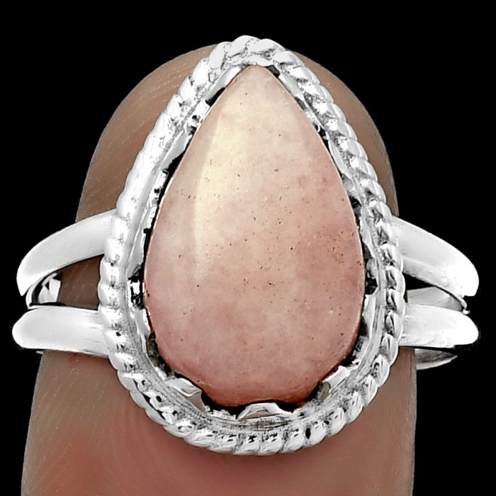 Natural Pink Scolecite Ring size-8.5 SDR183427 R-1474, 10x15 mm