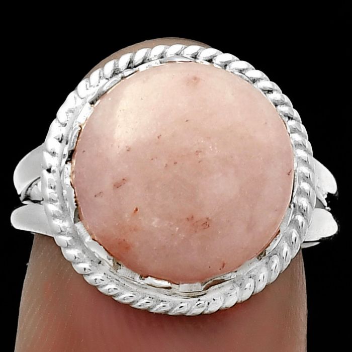 Natural Pink Scolecite Ring size-7 SDR183428 R-1474, 13x13 mm