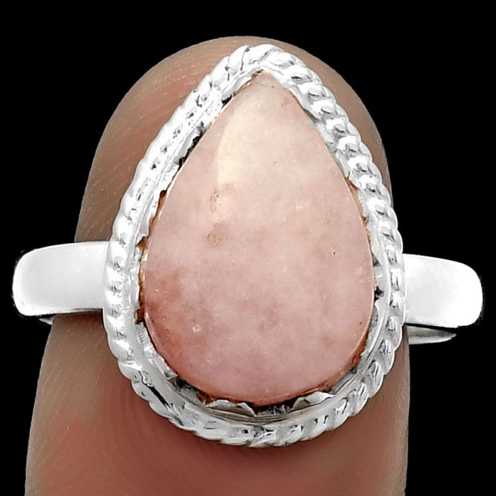 Natural Pink Scolecite Ring size-9 SDR183429 R-1474, 10x15 mm