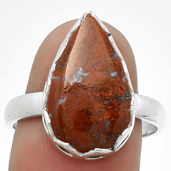 Natural Red Moss Agate Ring size-9 SDR183493 R-1428, 11x18 mm