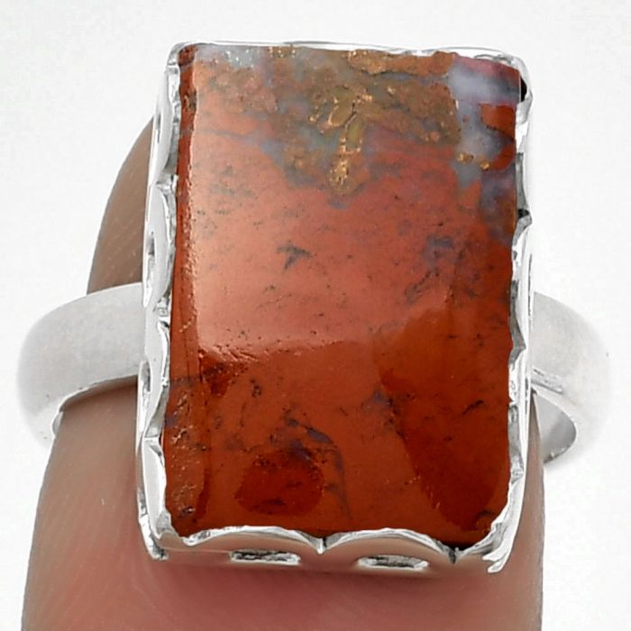 Natural Red Moss Agate Ring size-7 SDR183519 R-1428, 12x16 mm