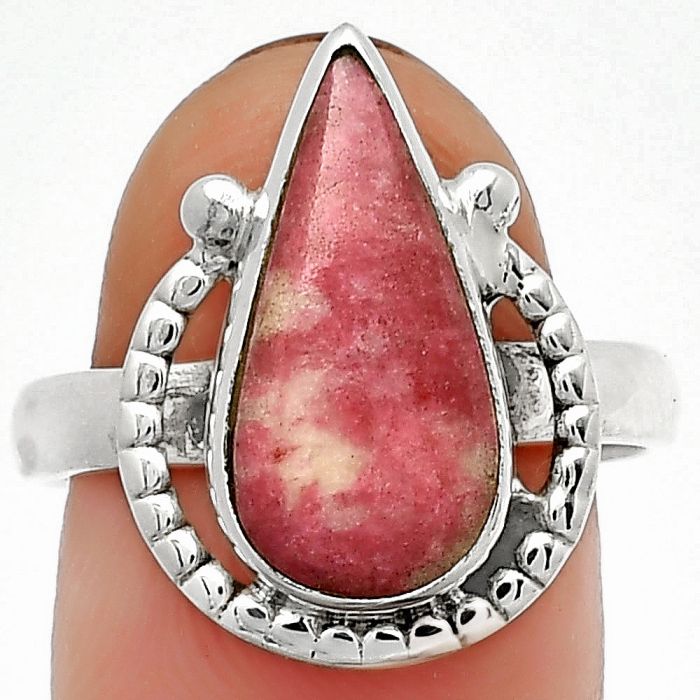 Natural Pink Thulite - Norway Ring size-8.5 SDR184341 R-1518, 8x17 mm