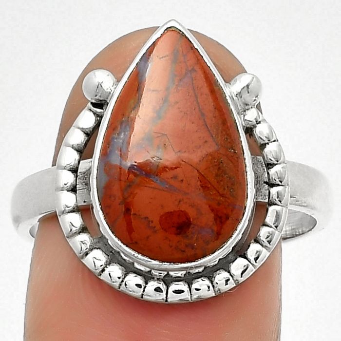 Natural Red Moss Agate Ring size-9.5 SDR184357 R-1518, 10x16 mm