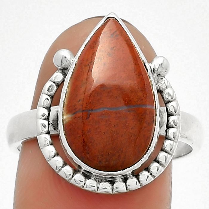 Natural Red Moss Agate Ring size-9 SDR184375 R-1518, 10x17 mm