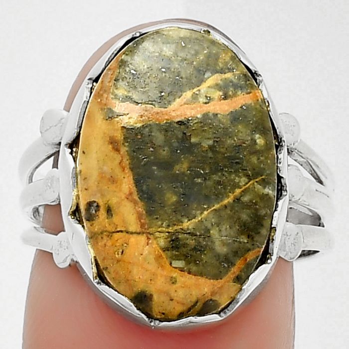 Natural Moroccan Yellow Jacket Jasper Ring size-8 SDR184395 R-1338, 13x18 mm