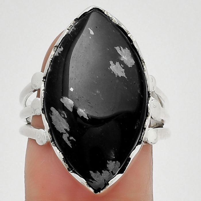 Natural Snow Flake Obsidian Ring size-8 SDR184406 R-1338, 14x24 mm