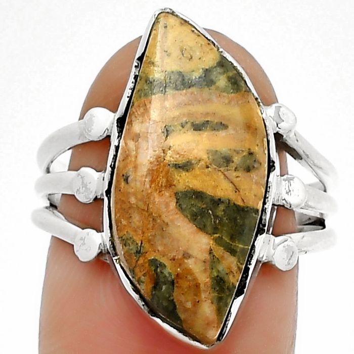 Natural Moroccan Yellow Jacket Jasper Ring size-8 SDR184422 R-1338, 11x22 mm