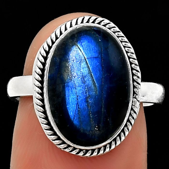 Blue Fire Labradorite - Madagascar Ring size-7.5 SDR184933 R-1009, 10x15 mm