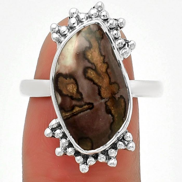 Natural Coffee Bean Jasper Ring size-8.5 SDR185166 R-1223, 10x18 mm