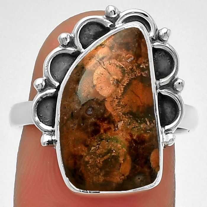 Natural Poppy Jasper Ring size-8 SDR185253 R-1216, 10x17 mm