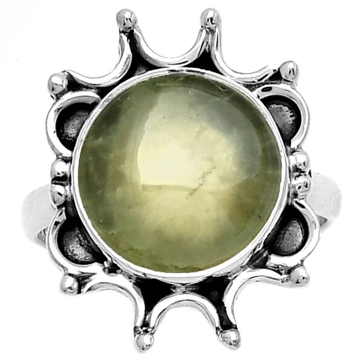 Natural Prehnite Ring size-8 SDR185310 R-1189, 13x13 mm