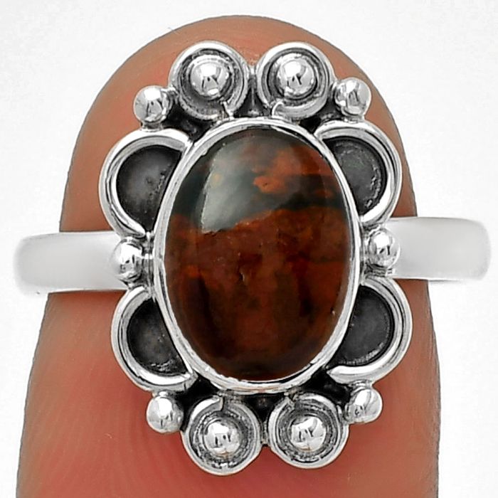 Natural Red Brecciated Jasper Ring size-7 SDR185362 R-1207, 7x10 mm