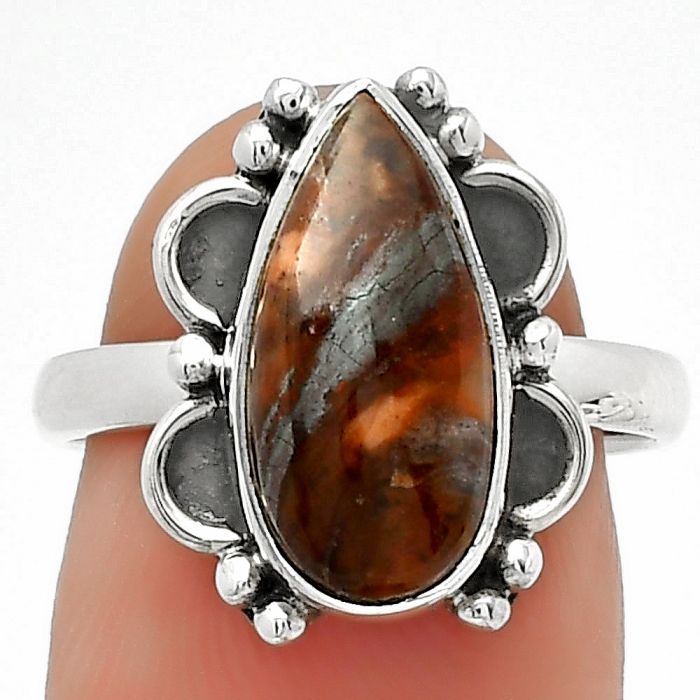 Natural Red Brecciated Jasper Ring size-7 SDR185400 R-1103, 7x15 mm