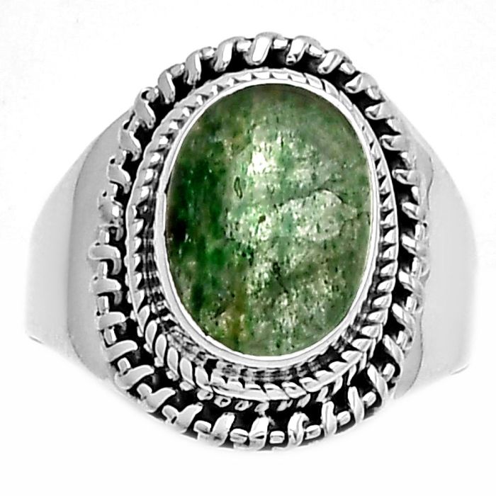 Natural Green Aventurine Ring size-9 SDR185631 R-1279, 9x12 mm