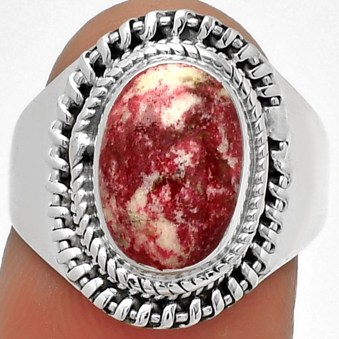 Natural Pink Thulite - Norway Ring size-7.5 SDR185646 R-1279, 8x11 mm