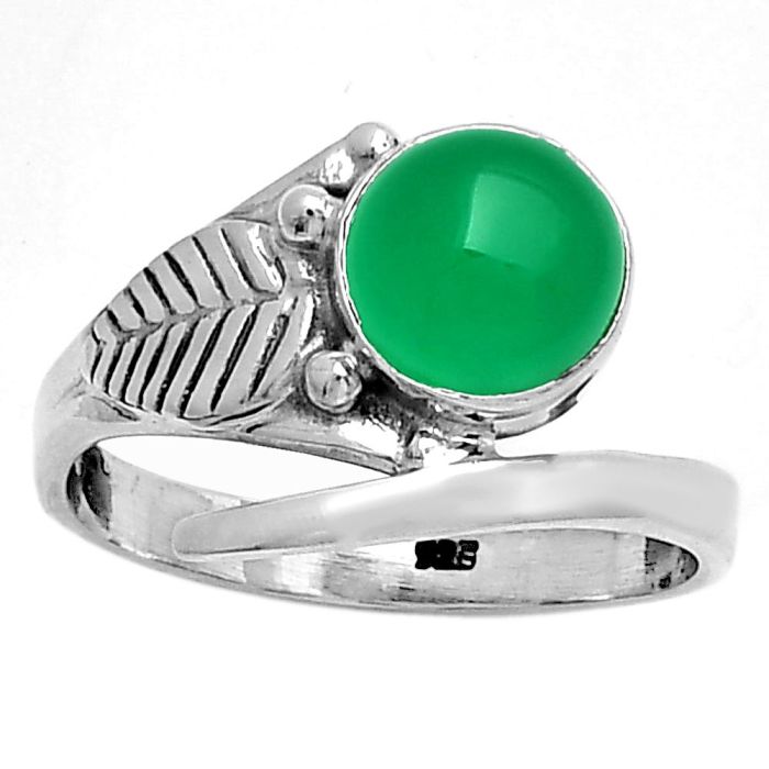 Natural Green Onyx Ring size-8 SDR185667 R-1410, 8x8 mm