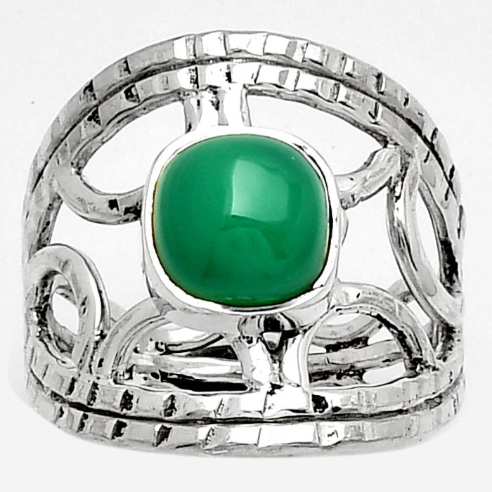 Natural Green Onyx Ring size-7.5 SDR185877 R-1133, 8x8 mm