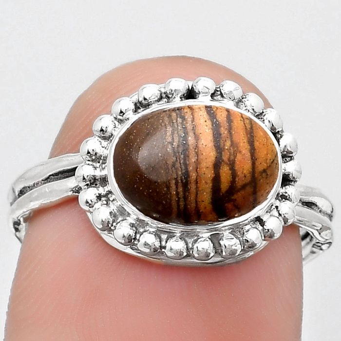 Natural Chocolate Jasper Ring size-8 SDR186536 R-1071, 8x10 mm