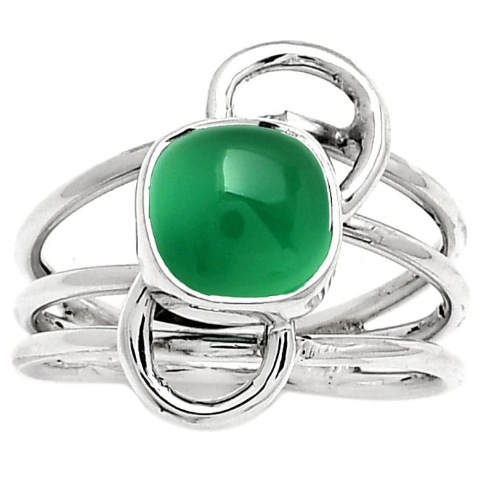 Natural Green Onyx Ring size-8 SDR186576 R-1141, 8x8 mm