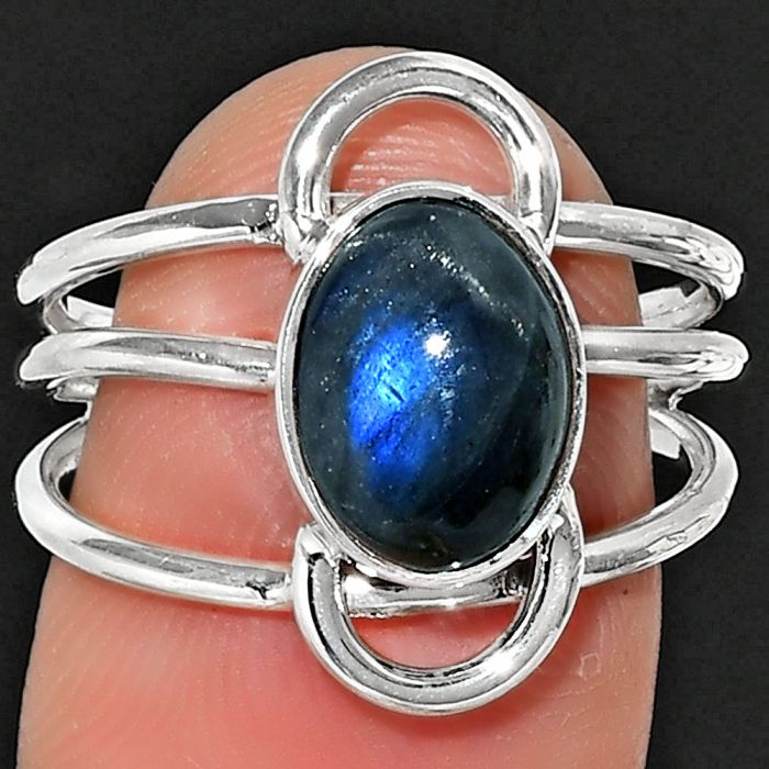 Blue Fire Labradorite - Madagascar Ring size-7 SDR186590 R-1141, 7x10 mm