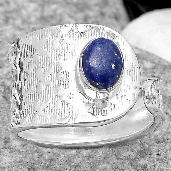 Adjustable - Natural Lapis Lazuli Ring size-6.5 SDR187067 R-1319, 5x7 mm