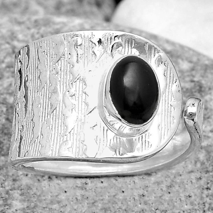 Adjustable - Black Onyx - Brazil Ring size-6.5 SDR187110 R-1319, 5x7 mm