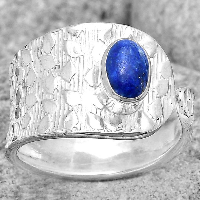 Adjustable - Natural Lapis Lazuli Ring size-7.5 SDR187148 R-1319, 5x7 mm