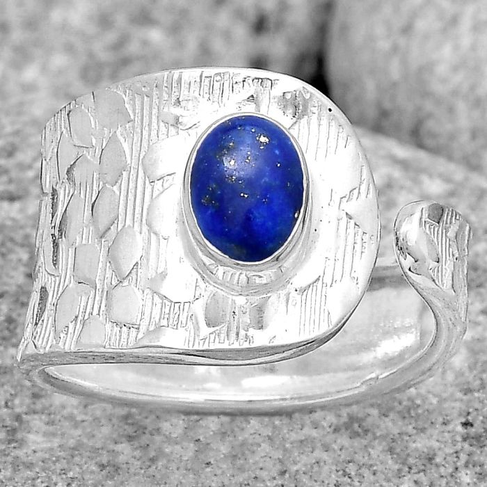 Adjustable - Natural Lapis Lazuli Ring size-6 SDR187153 R-1319, 5x7 mm