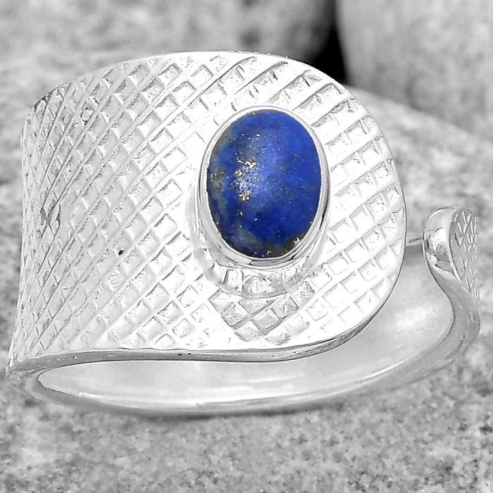 Adjustable - Natural Lapis Lazuli Ring size-7 SDR187181 R-1319, 5x7 mm