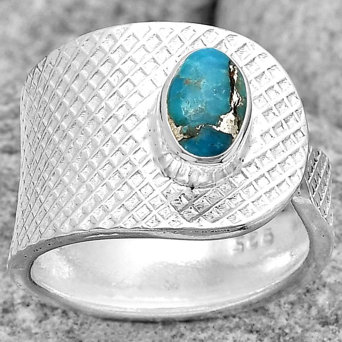 Adjustable - Copper Blue Turquoise Ring size-6 SDR187189 R-1319, 5x7 mm