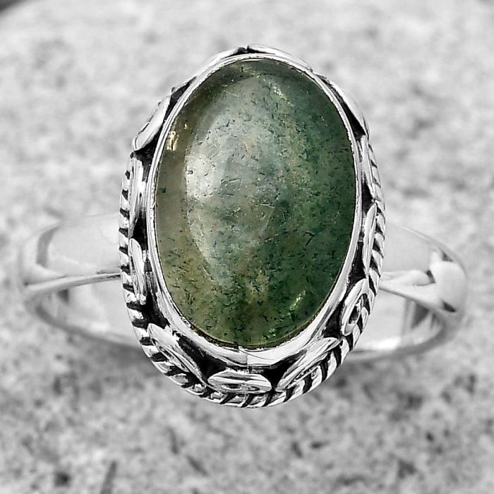 Natural Green Aventurine Ring size-7.5 SDR187398 R-1196, 9x13 mm