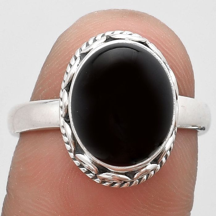 Natural Black Onyx - Brazil Ring size-8 SDR187402 R-1196, 10x12 mm