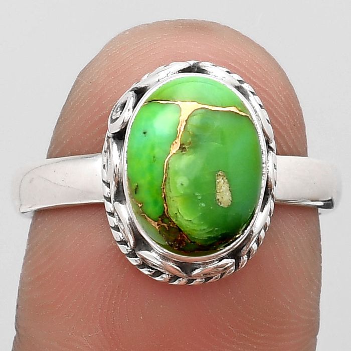 Copper Green Turquoise - Arizona Ring size-8 SDR187410 R-1196, 8x11 mm