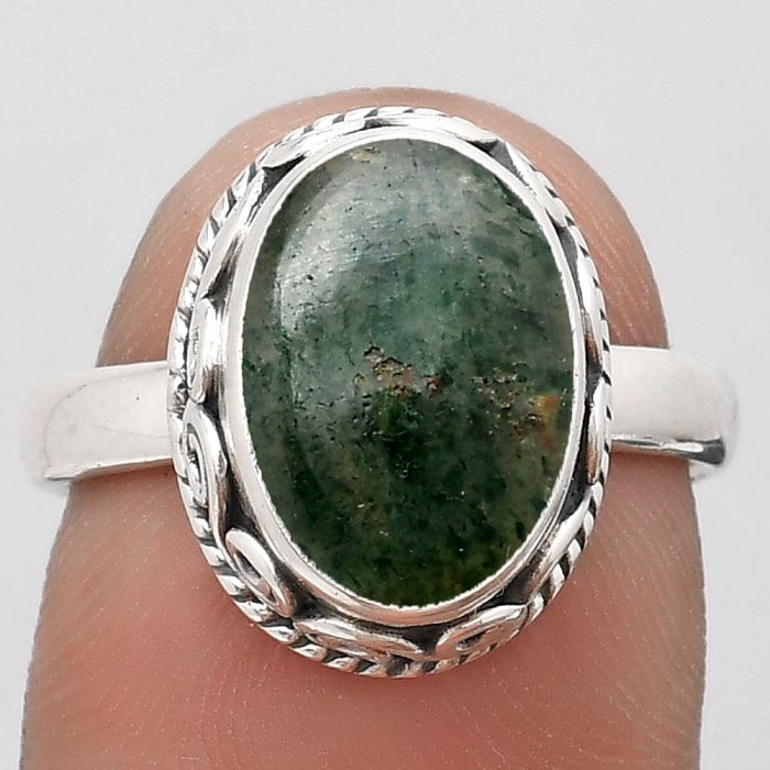 Natural Green Aventurine Ring size-7 SDR187426 R-1196, 9x13 mm