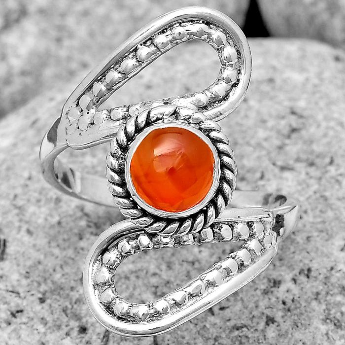 Natural Carnelian Ring size-7.5 SDR187565 R-1514, 7x7 mm