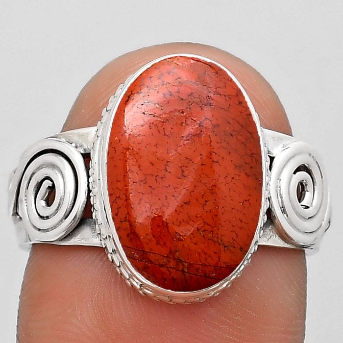 Natural Red Moss Agate Ring size-7.5 SDR187613 R-1315, 10x15 mm