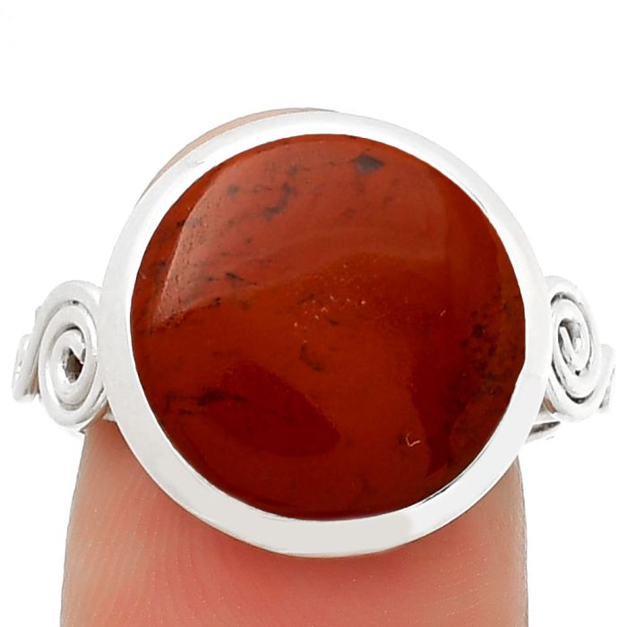 Natural Red Moss Agate Ring size-8 SDR188196 R-1062, 14x14 mm