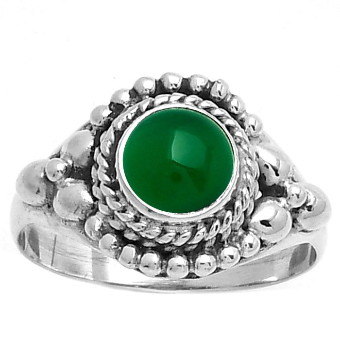 Natural Green Onyx Ring size-9 SDR188229 R-1286, 7x7 mm