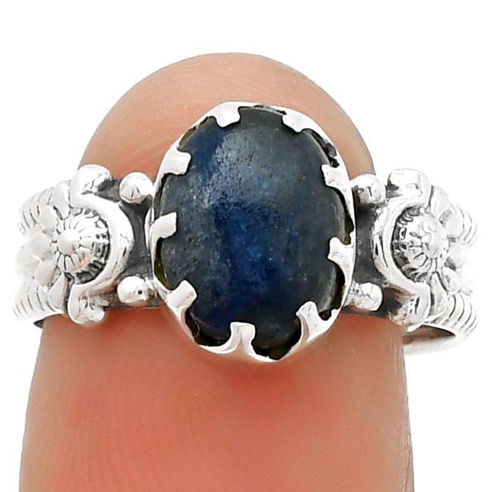 Natural Dumortierite Quartz Ring size-8 SDR188299 R-1210, 8x10 mm