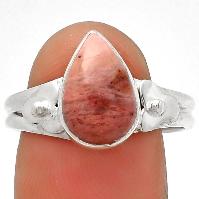 Natural Pink Tulip Quartz Ring size-9 SDR188465 R-1509, 8x12 mm