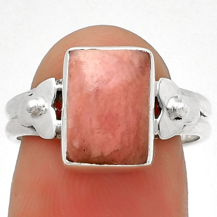 Natural Pink Tulip Quartz Ring size-7 SDR188469 R-1509, 8x11 mm