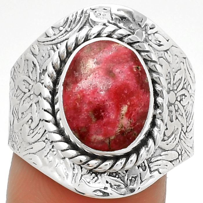 Natural Pink Thulite - Norway Ring size-8.5 SDR188536 R-1538, 9x12 mm