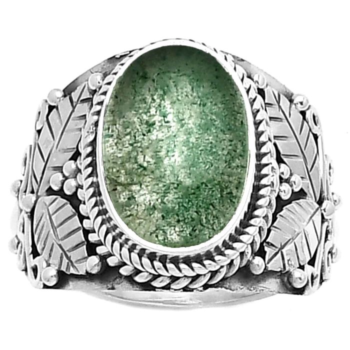 Southwest Design - Green Aventurine Ring size-7.5 SDR188580 R-1387, 9x14 mm