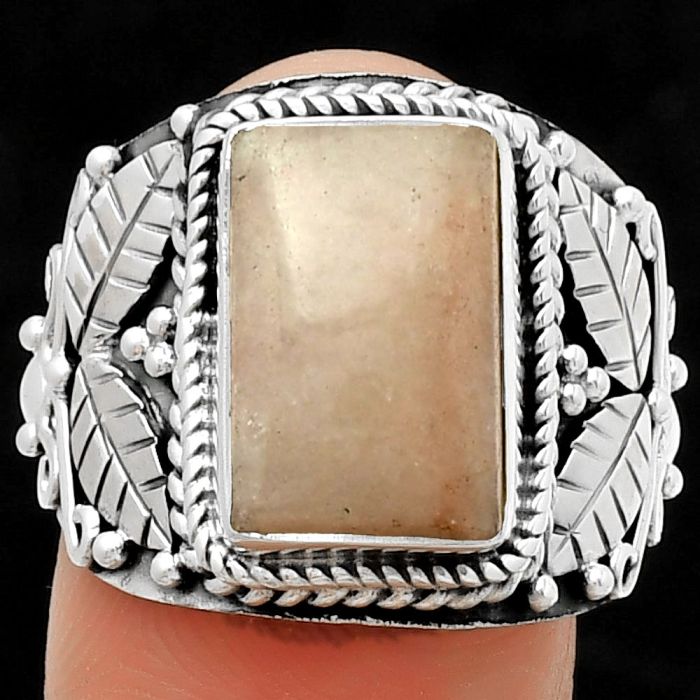 Southwest Design - Pink Scolecite Ring size-8 SDR188591 R-1387, 9x13 mm