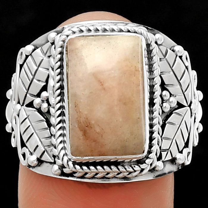 Southwest Design - Pink Scolecite Ring size-8 SDR188593 R-1387, 8x13 mm