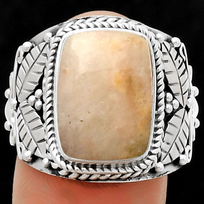 Southwest Design - Pink Scolecite Ring size-8 SDR188594 R-1387, 10x14 mm