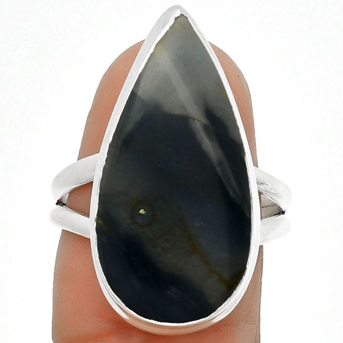 Natural Polygram Jasper Ring size-8 SDR188601 R-1002, 12x24 mm