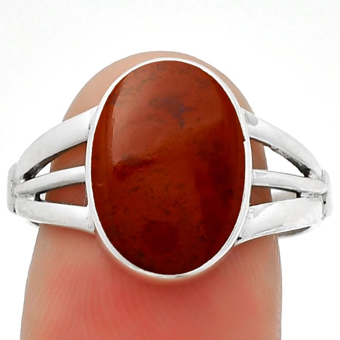 Natural Red Moss Agate Ring size-9 SDR188658 R-1003, 10x14 mm